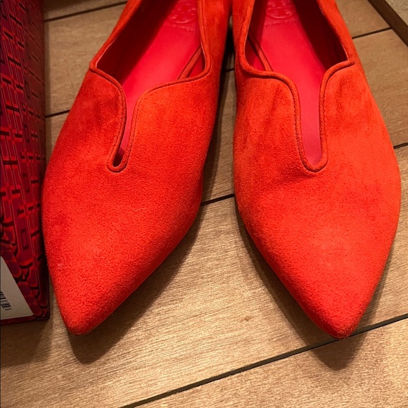 Tori Burch Red Suede Lucia Flats - Picture 3 of 5